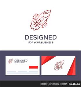 Creative Business Card and Logo template Startup, Business, Goal, Launch, Mission, Spaceship Vector Illustration