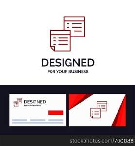 Creative Business Card and Logo template Sticky, Files, Note, Notes, Office, Pages, Paper Vector Illustration