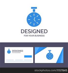 Creative Business Card and Logo template Stopwatch, Time, Timer, Count Vector Illustration