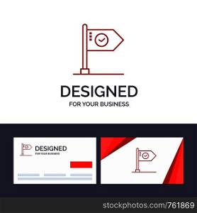 Creative Business Card and Logo template Success, Achieve, Business, Flag, Goal, Mark, Sign Vector Illustration
