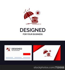 Creative Business Card and Logo template Summer, Backpack, Sun, Season Vector Illustration
