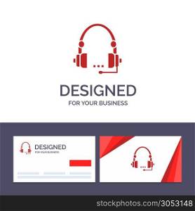 Creative Business Card and Logo template Support, Call, Communication, Contact, Headset, Help, Service Vector Illustration