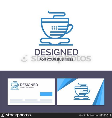 Creative Business Card and Logo template Tea, Cup, Coffee, Usa Vector Illustration