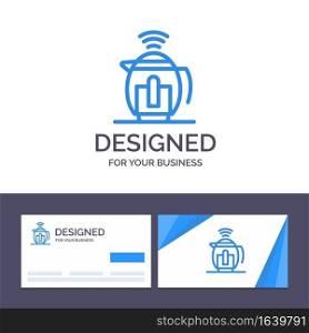 Creative Business Card and Logo template Tea, Pot, Service, Technology Vector Illustration