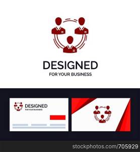 Creative Business Card and Logo template Team, Business, Communication, Hierarchy, People, Social, Structure Vector Illustration