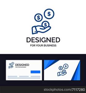 Creative Business Card and Logo template tech Industry, Hand, Dollar, Industry Vector Illustration