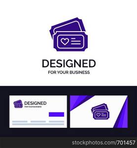 Creative Business Card and Logo template Ticket, Love, Heart, Wedding Vector Illustration