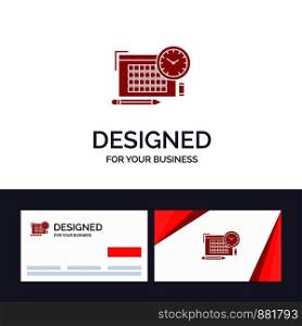 Creative Business Card and Logo template Time, File, Pen, Focus Vector Illustration