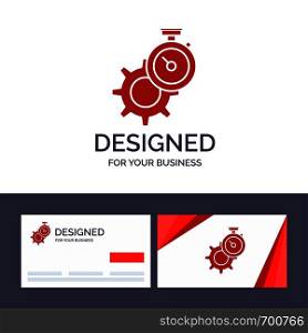 Creative Business Card and Logo template Timer, Time, Gear, Setting, Watch Vector Illustration