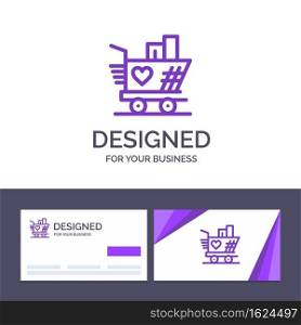 Creative Business Card and Logo template Trolley, Love, Wedding, Heart Vector Illustration