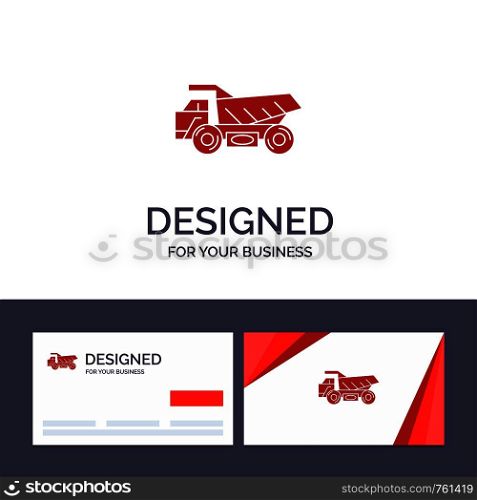Creative Business Card and Logo template Truck, Trailer, Transport, Construction Vector Illustration