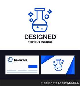 Creative Business Card and Logo template Tube, Flask, Lab, Test Vector Illustration