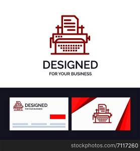 Creative Business Card and Logo template Typewriter, Typing, Document, Publish Vector Illustration