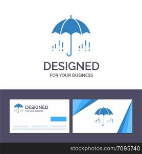 Creative Business Card and Logo template Umbrella, Rain, Weather, Spring Vector Illustration
