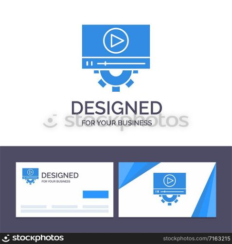 Creative Business Card and Logo template Video, Play, Setting, Design Vector Illustration