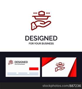 Creative Business Card and Logo template Waiter, Restaurant, Serve, Lunch, Dinner Vector Illustration