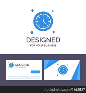 Creative Business Card and Logo template Watch, Clock, Time Vector Illustration