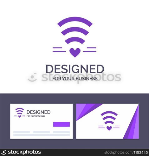 Creative Business Card and Logo template Wifi, Love, Wedding, Heart Vector Illustration