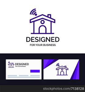Creative Business Card and Logo template Wifi, Service, Signal, House Vector Illustration