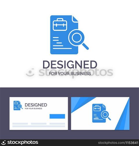 Creative Business Card and Logo template Worker, Document, Search, Jobs Vector Illustration
