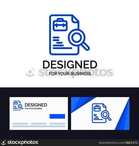 Creative Business Card and Logo template Worker, Document, Search, Jobs Vector Illustration