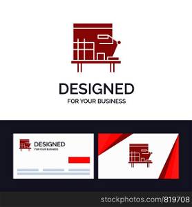 Creative Business Card and Logo template Workplace, Desk, Office, Table Vector Illustration