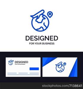 Creative Business Card and Logo template World, Location, Fly, Job Vector Illustration