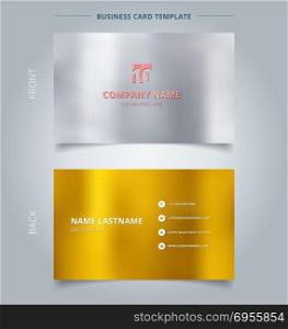 Creative business card and name card template, Silver and gold color background. Abstract concept and commercial design. vector graphic illustration