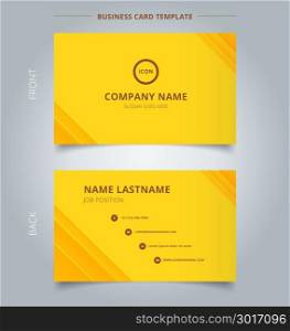 Creative business card and name card template technology striped overlapping diagonal lines pattern yellow color tone background. Abstract concept and commercial design. vector graphic illustration