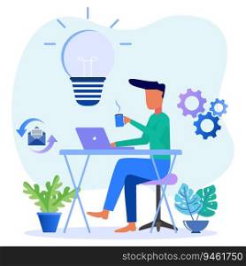 Creative business concept vector illustration. The process of implementing or integrating innovation works. New applications and activations in the manufacturing business.