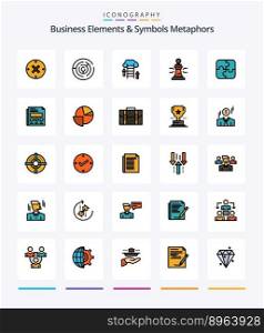 Creative Business Elements And Symbols Metaphors 25 Line FIlled icon pack  Such As king. game. point. chess. data