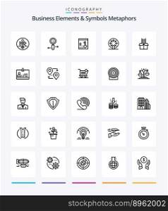 Creative Business Elements And Symbols Metaphors 25 OutLine icon pack  Such As box. ship. search. boat. key