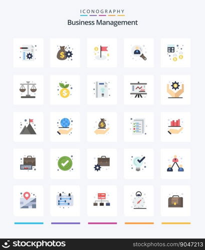 Creative Business Management 25 Flat icon pack  Such As audit. search. dollar. user. business
