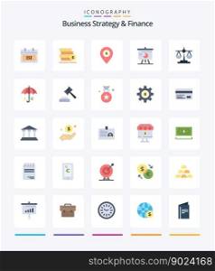 Creative Business Strategy And Finance 25 Flat icon pack  Such As pie chart. presentation. save. chart. dollar