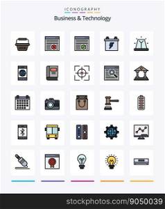 Creative Business   Technology 25 Line FIlled icon pack  Such As cell. siren. accumulator. emergency. alert