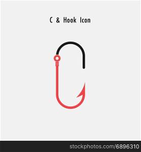 Creative C- Letter icon abstract and hook icon design vector template.Fishing hook icon.Alphabet icon.Vector illustration