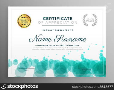 creative certificate template design with dots pattern