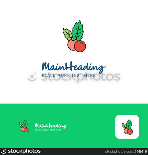 Creative Cherries Logo Design. Flat color Logo place for Tagline. Vector Illustration