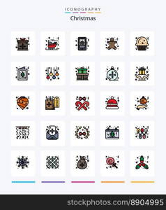 Creative Christmas 25 Line FIlled icon pack  Such As christmas. gingerbread men. christmas. cookie. phone