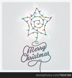 Creative Christmas Greeting Card with Christmas Lights