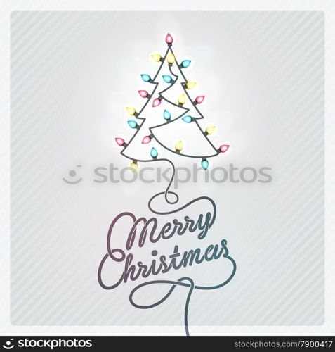 Creative Christmas Greeting Card with Christmas Lights