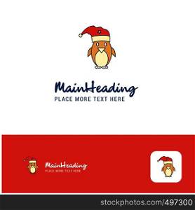 Creative Christmas penguin Logo Design. Flat color Logo place for Tagline. Vector Illustration