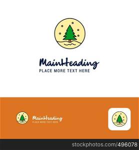 Creative Christmas tree Logo Design. Flat color Logo place for Tagline. Vector Illustration