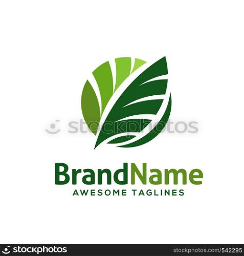 creative circle green leaf ecology nature element vector icon