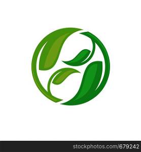 creative circle green leaf ecology nature element vector logo design template