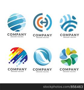 creative circle technology and network logo set concept