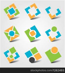 Creative collection of abstract business icons. Abstract business icon collection