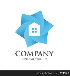 creative Color house hexagon logo design template isolated on white background
