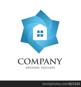 creative Color house hexagon logo design template isolated on white background