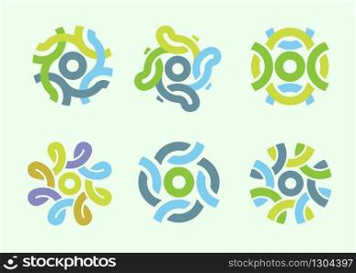 creative colorful circle group of unity logo design vector symbol Illustration,abstract geometric circle color vector illustration